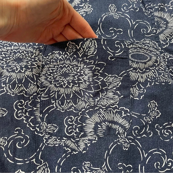Vintage Polo Jeans Company Shirt Navy Blue Floral Short Sleeve calico size M - Picture 7 of 7
